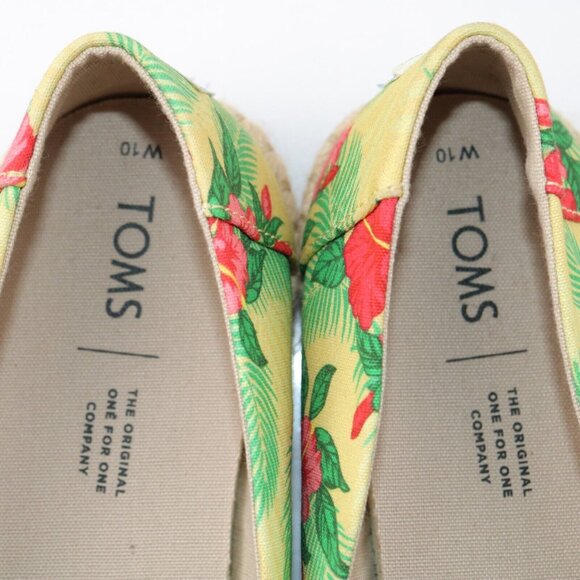 Toms Women's Alpargata Classic Shoe Size 10 Floral Yellow Red Green Flat Slip On - Picture 11 of 13